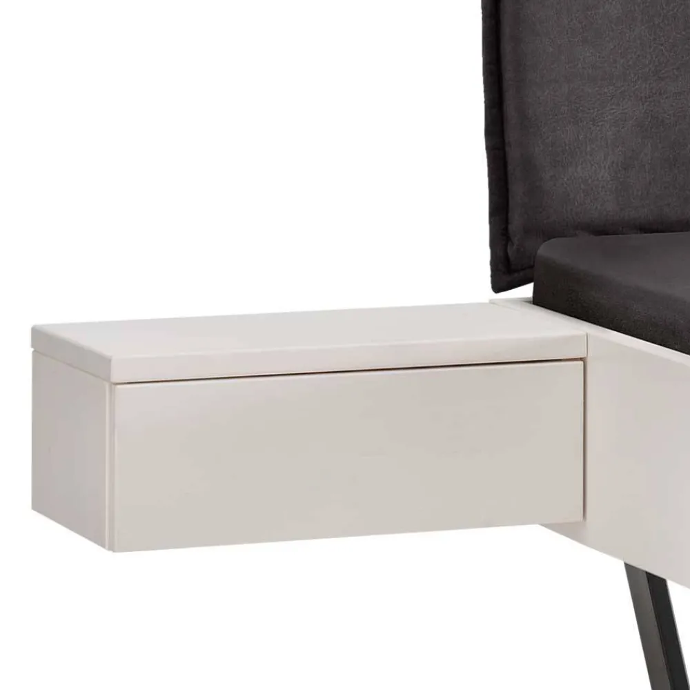 Wohnen Weißes Designbett mit Stoff-Kopfteil - Fanos