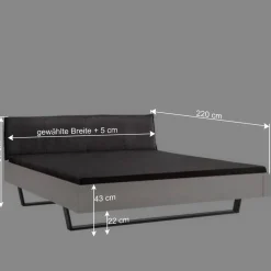 Wohnen Weißes Designbett mit Stoff-Kopfteil - Fanos