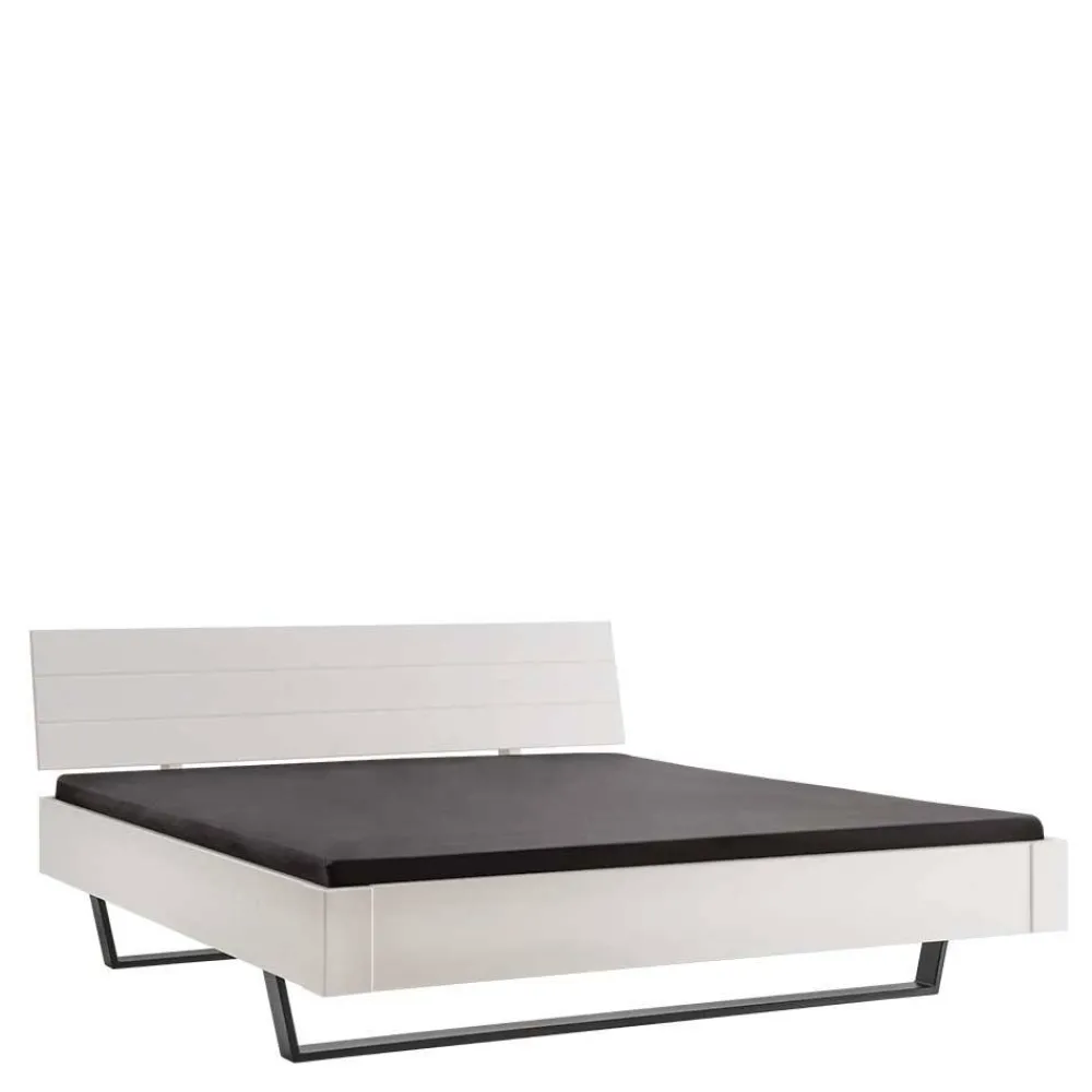 Wohnen Betten|Betten*Weißes Doppelbett aus Kiefer Massivholz - Lardias