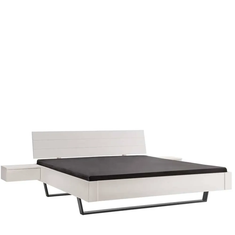 Wohnen Betten|Betten*Weißes Doppelbett aus Kiefer Massivholz - Lardias