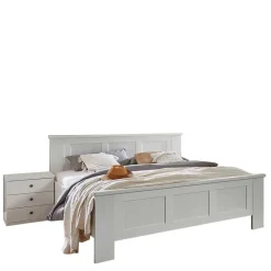 Wohnen Weißes Doppelbett im Landhaus Look - Flinn