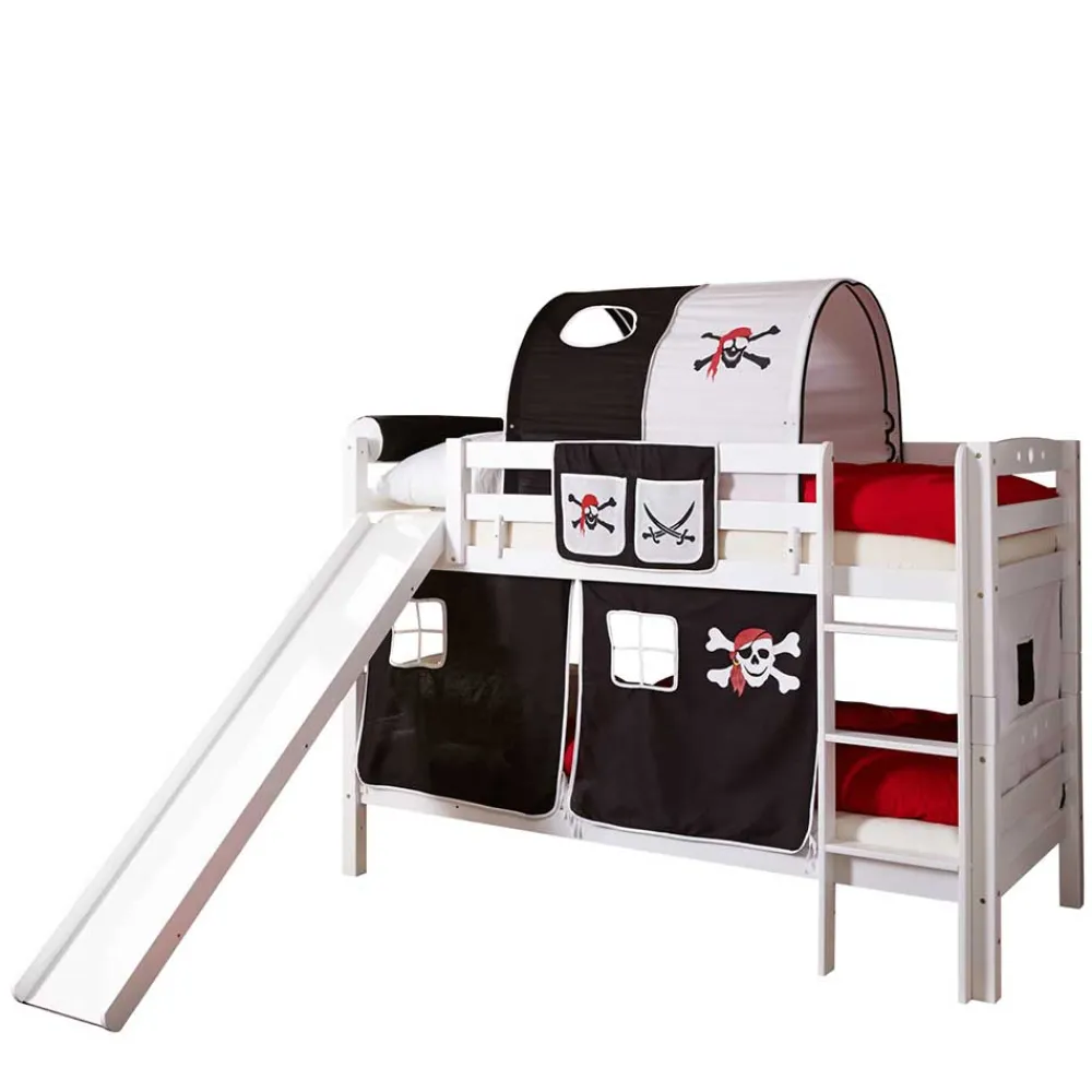 Wohnen Kinderbetten*Weißes Doppelstockbett Pirat mit Rutsche - Cosenza