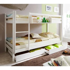 Kinder Wohnen Weißes Etagenbett mit 2 Bettkästen - Tyler