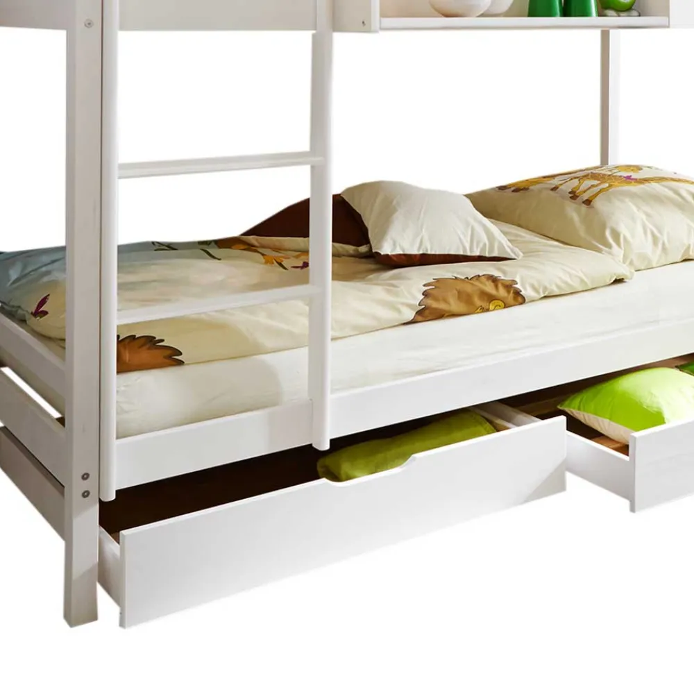 Kinder Wohnen Weißes Etagenbett mit 2 Bettkästen - Tyler