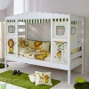 Wohnen Weiße Möbel|Kinderbetten*Weißes Hausbett aus Kiefernholz 90x200 Drois mit Tier Motiven