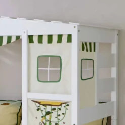 Wohnen Weiße Möbel|Kinderbetten*Weißes Hausbett aus Kiefernholz 90x200 Drois mit Tier Motiven