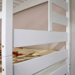 Wohnen Weiße Möbel|Kinderbetten*Weißes Hausbett aus Kiefernholz 90x200 Drois mit Tier Motiven