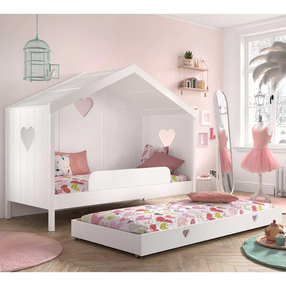 Wohnen Kinderbetten*Weißes Hausbett dreiseitig geschlossen - Grandory