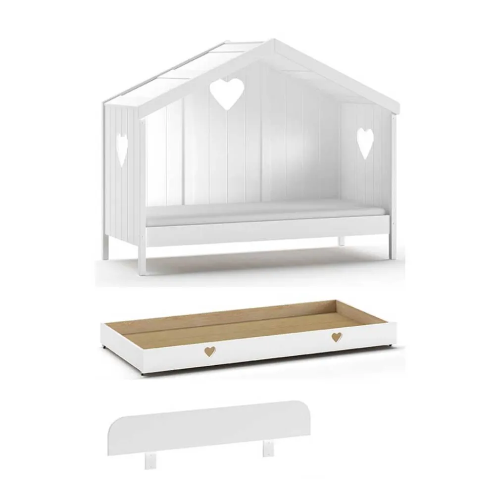 Wohnen Kinderbetten*Weißes Hausbett dreiseitig geschlossen - Grandory
