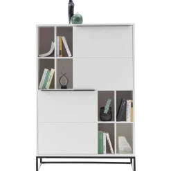 Wohnen Weißes Highboard mit 8 Fächern & 2 Türen - Enkraja