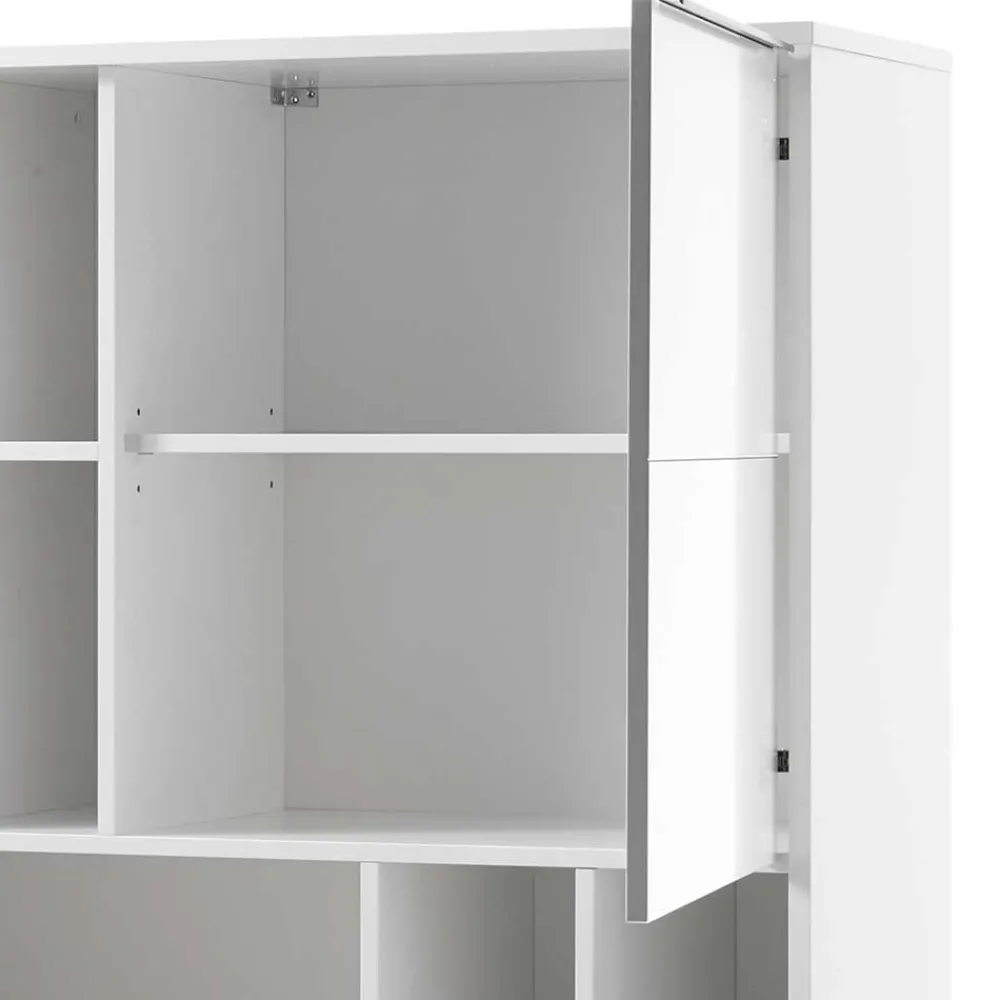 Wohnen Weißes Highboard mit 8 Fächern & 2 Türen - Enkraja