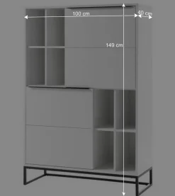 Wohnen Weißes Highboard mit 8 Fächern & 2 Türen - Enkraja