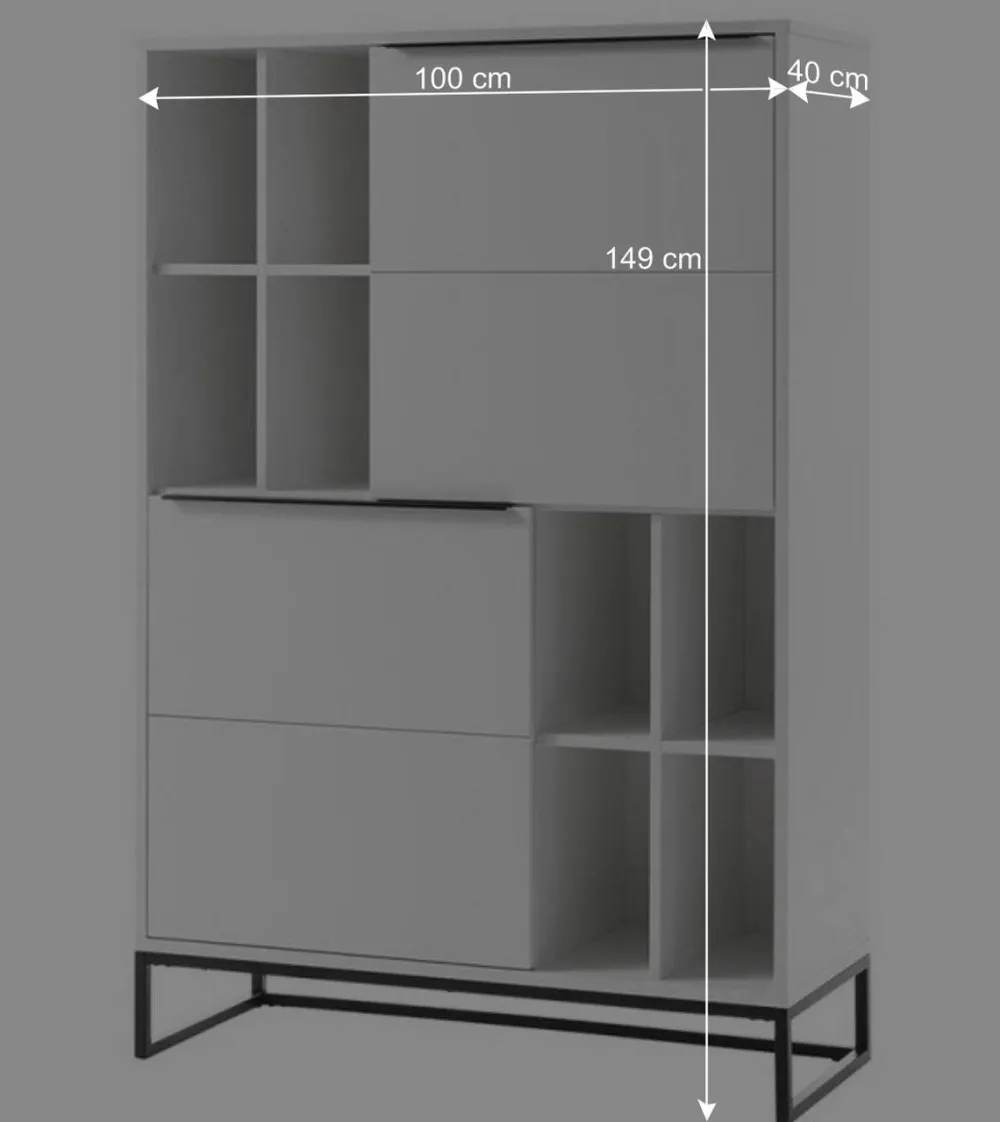 Wohnen Weißes Highboard mit 8 Fächern & 2 Türen - Enkraja