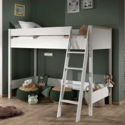 Wohnen Kinderbetten|Kindermöbel*Weißes Hochbett aus Massivholz - Sarabuja