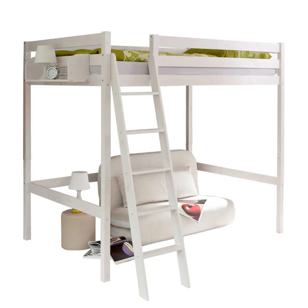 Wohnen Jugendbetten|Kindermöbel*Weißes Hochbett in 90x200 oder 140x200 - Kerfa