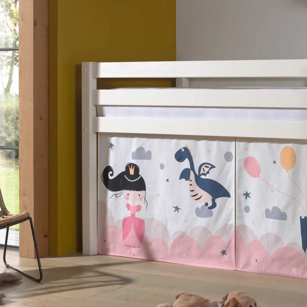 Wohnen Kinderbetten*Weißes Hochbett mit gerader Leiter - Vicados