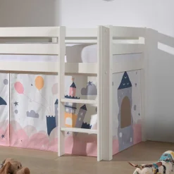 Wohnen Kinderbetten*Weißes Hochbett mit gerader Leiter - Vicados