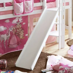 Kinder Wohnen Weißes Hochbett mit Stoffset Rosa Pink - Abigail