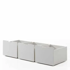 Wohnen Kinderbetten*Weißes Hochbett niedrig mit Hängeregal - Azuro