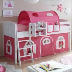 Kinder Wohnen Weißes Hochbett 96x118x206 cm - Labia