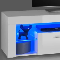 Wohnen Tv & Hifi-Möbel|Tv & Hifi-Möbel*Weißes Hochglanz TV Board beleuchtet - Cessma