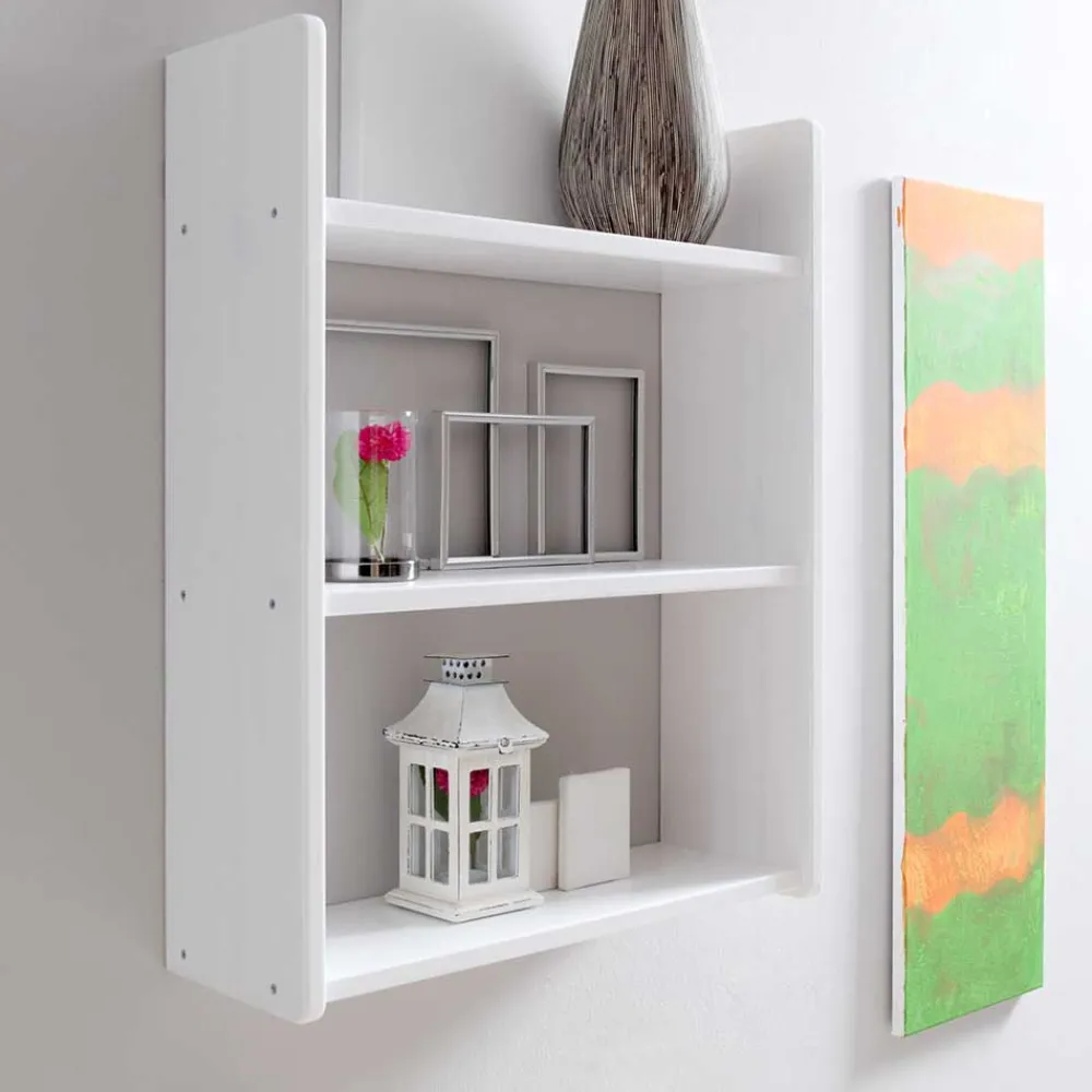 Wohnen Esszimmerregale|Regale*Weißes Holz Hängeregal mit 60 cm Breite - Grenvana