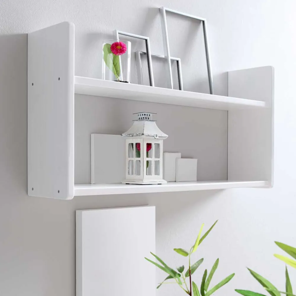 Wohnen Weißes Holzregal für die Wandmontage - Barne