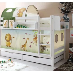 Kinder Wohnen Weißes Kiefernholz Etagenbett mit Stauraum - Vionna