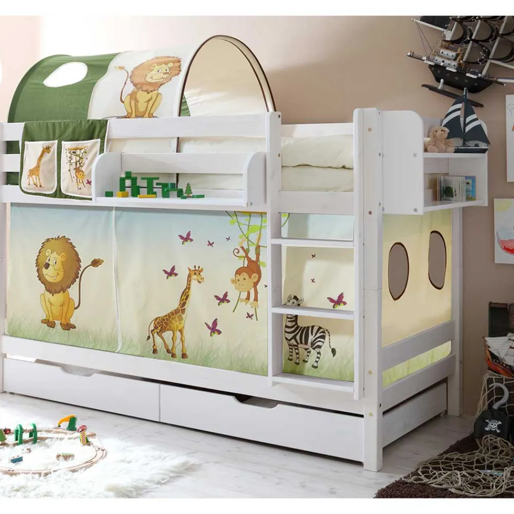 Kinder Wohnen Weißes Kiefernholz Etagenbett mit Stauraum - Vionna