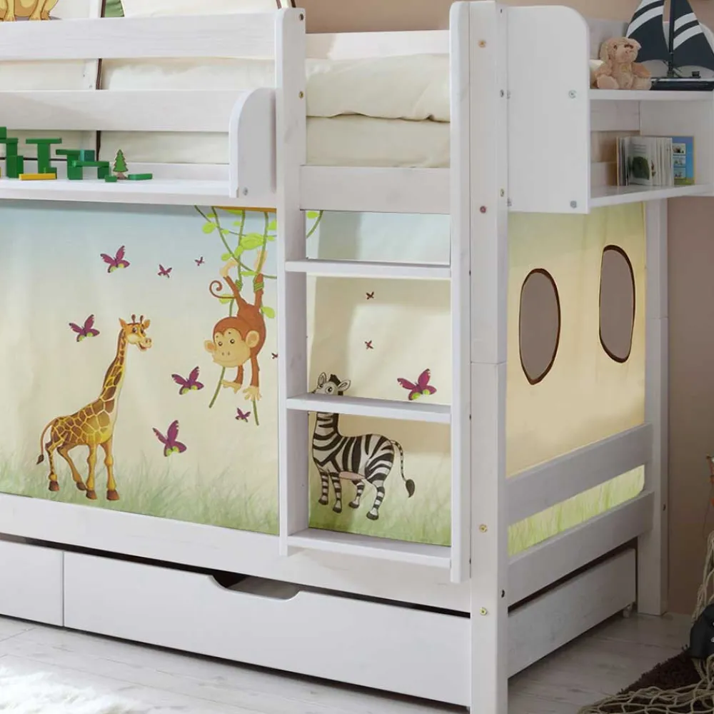 Kinder Wohnen Weißes Kiefernholz Etagenbett mit Stauraum - Vionna