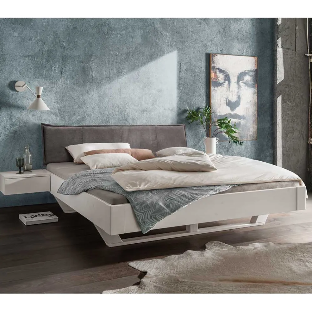 Wohnen Weißes Kiefernholz-Bett mit Holzkufen - Ondeon