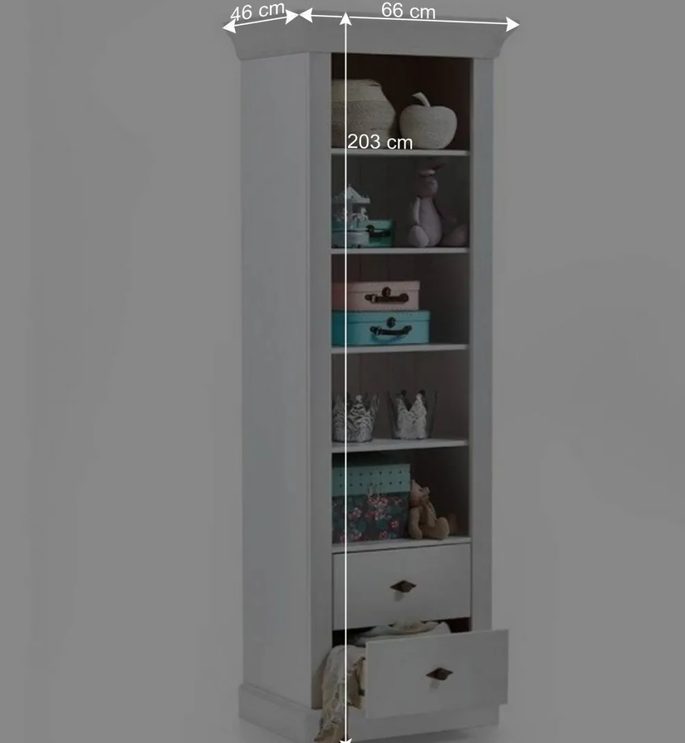 Wohnen Kinderregale|Kindermöbel*Weißes Kinder Standregal mit 2 Schubladen - Satumare