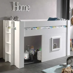 Wohnen Kinderbetten|Kindermöbel*Weißes Kinder-Hochbett im Hütten Design - Renus