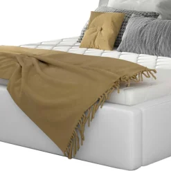 Wohnen Weißes Kunstlederbett mit Bettkasten - Albin