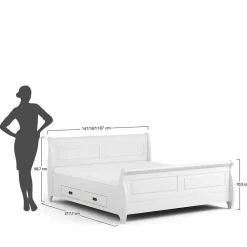 Wohnen Weißes Landhausbett mit Schubladen - Presto