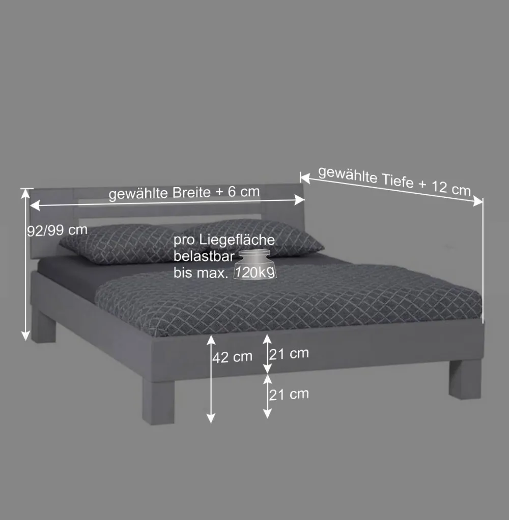 Wohnen Weiße Möbel|Naturholzmöbel*Weißes Massivholzbett Annabell mit Kopfteil