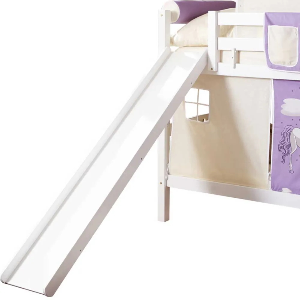 Wohnen Kindermöbel|Kinderbetten*Weißes Mädchen Etagenbett mit Rutsche - Stonecca