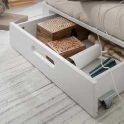 Wohnen Betten|Betten*Weißes Palettenbett aus Kiefer Massivholz - Idena