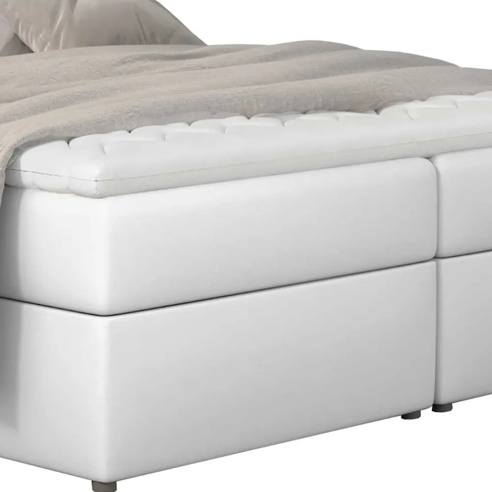 Wohnen Weißes Polsterbett mit Kunstlederbezug - Streeter