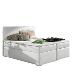 Wohnen Weißes Polsterbett mit Kunstlederbezug - Settas