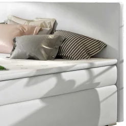 Wohnen Weißes Polsterbett mit Kunstlederbezug - Settas