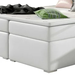 Wohnen Weißes Polsterbett mit Kunstlederbezug - Settas