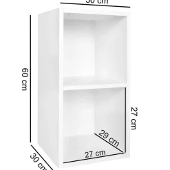 Wohnen Wohnzimmer-Regale*Weißes Regal mit zwei Fächern - 30x60x30 cm - Hank