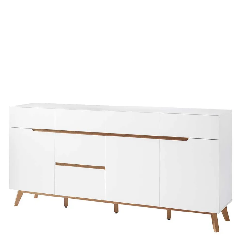 Wohnen Weißes Sideboard Maiky mit Griffmulden