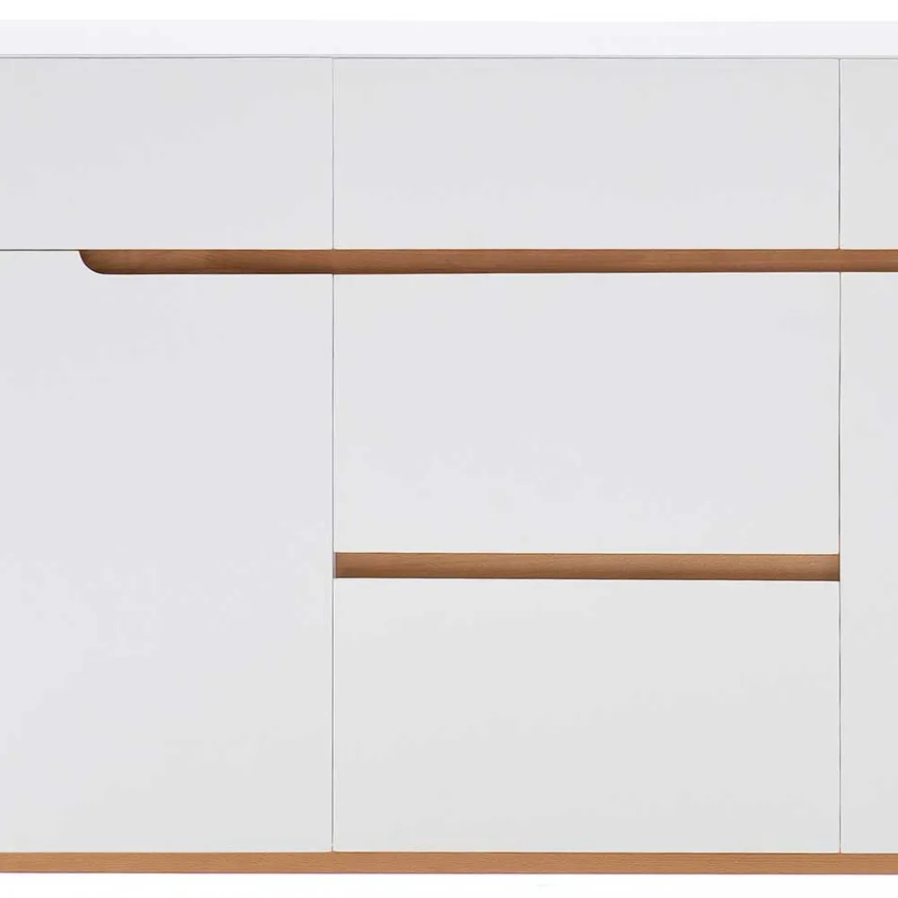 Wohnen Weißes Sideboard Maiky mit Griffmulden