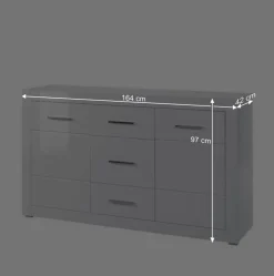 Wohnen Weißes Sideboard mit Hochglanz Front Yulis & Chrom Metallgriffen