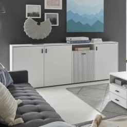 Wohnen Küchenschränke|Sideboards & Kommoden*Weißes Sideboard mit zwei Metern Breite - Dualkos