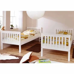 Wohnen Kinderbetten*Weißes Stockbett aus Massivholz Kiefer Huelca mit 5 Schubkästen