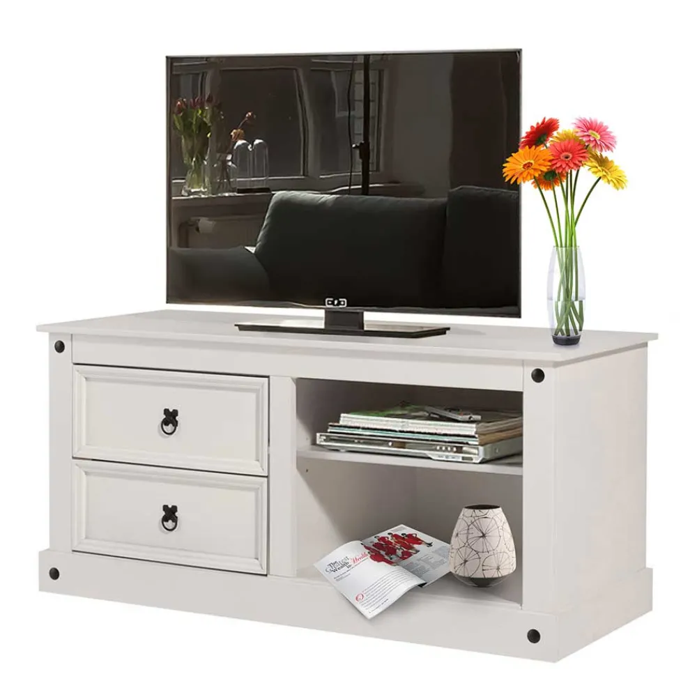 Wohnen Weißes TV Board im Landhaus Design - Segrino