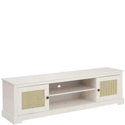 Wohnen Rattanmöbel*Weißes TV Board 2-türig mit Geflecht - Isvair